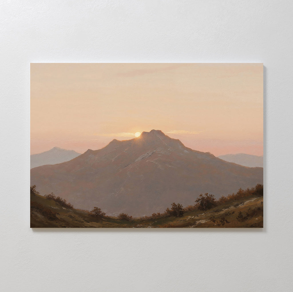 Sunrise Over the Ochre Ridge – multicolour vintage canvas wall art print by Aspire Prints