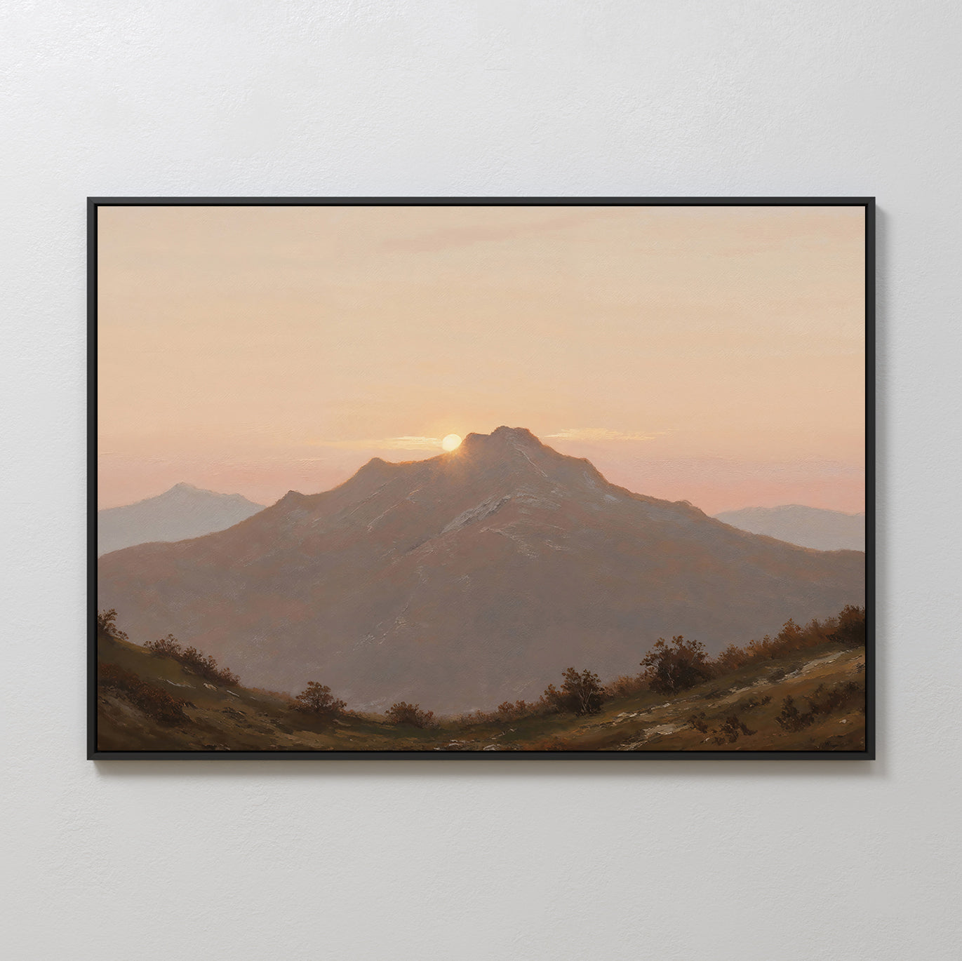 Sunrise Over the Ochre Ridge – multicolour vintage canvas wall art print by Aspire Prints