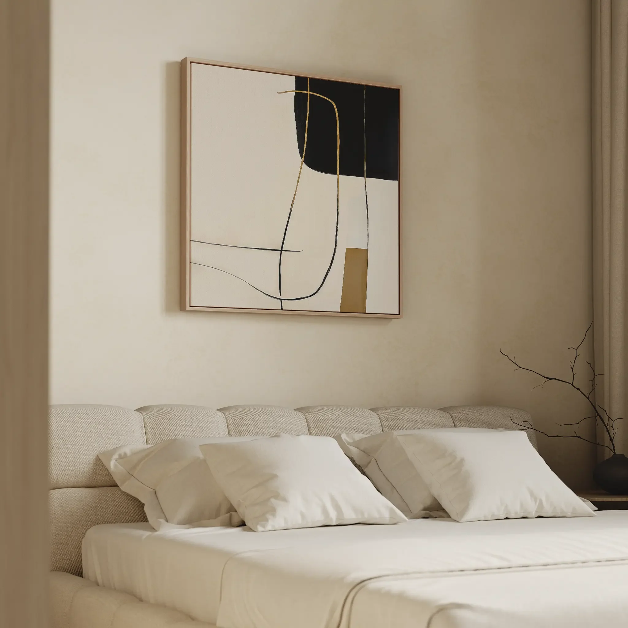 Whispered Filament – black and white abstract canvas wall art print by Aspire Prints
