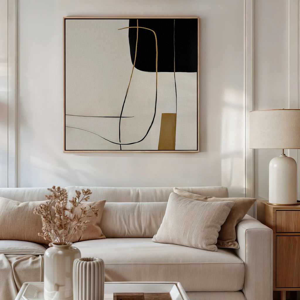 Whispered Filament – black and white abstract canvas wall art print by Aspire Prints