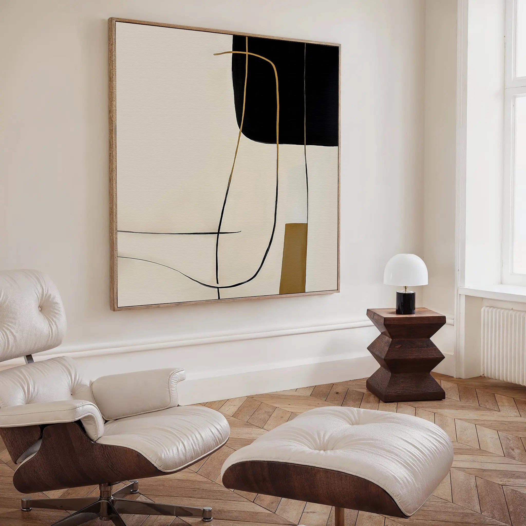 Whispered Filament – black and white abstract canvas wall art print by Aspire Prints