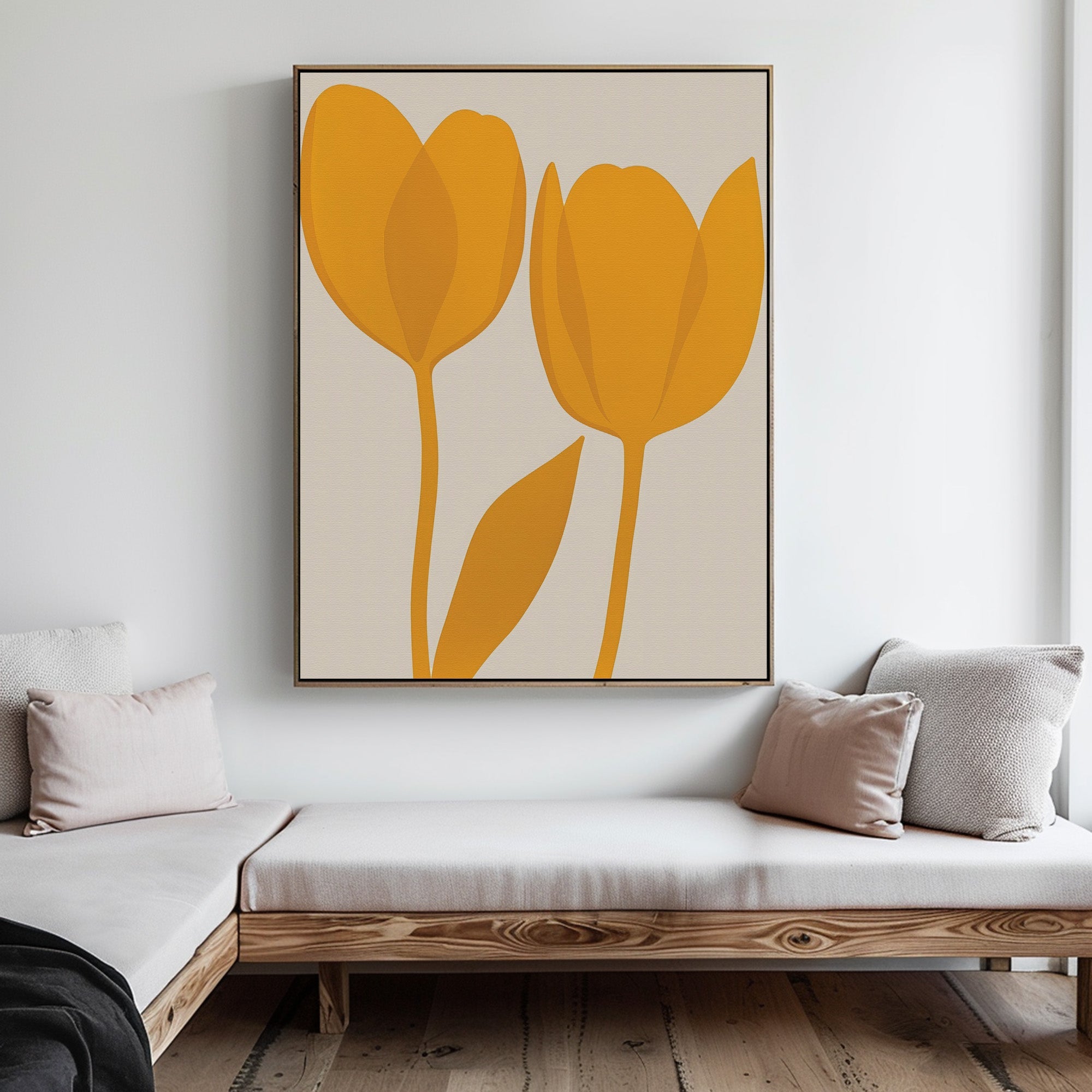 Sunlit Petals in Bloom – golden yellow botanical canvas wall art print by Aspire Prints