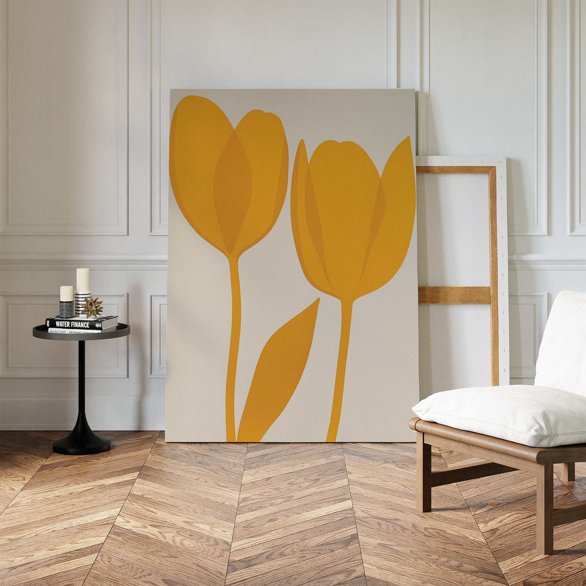 Sunlit Petals in Bloom – golden yellow botanical canvas wall art print by Aspire Prints
