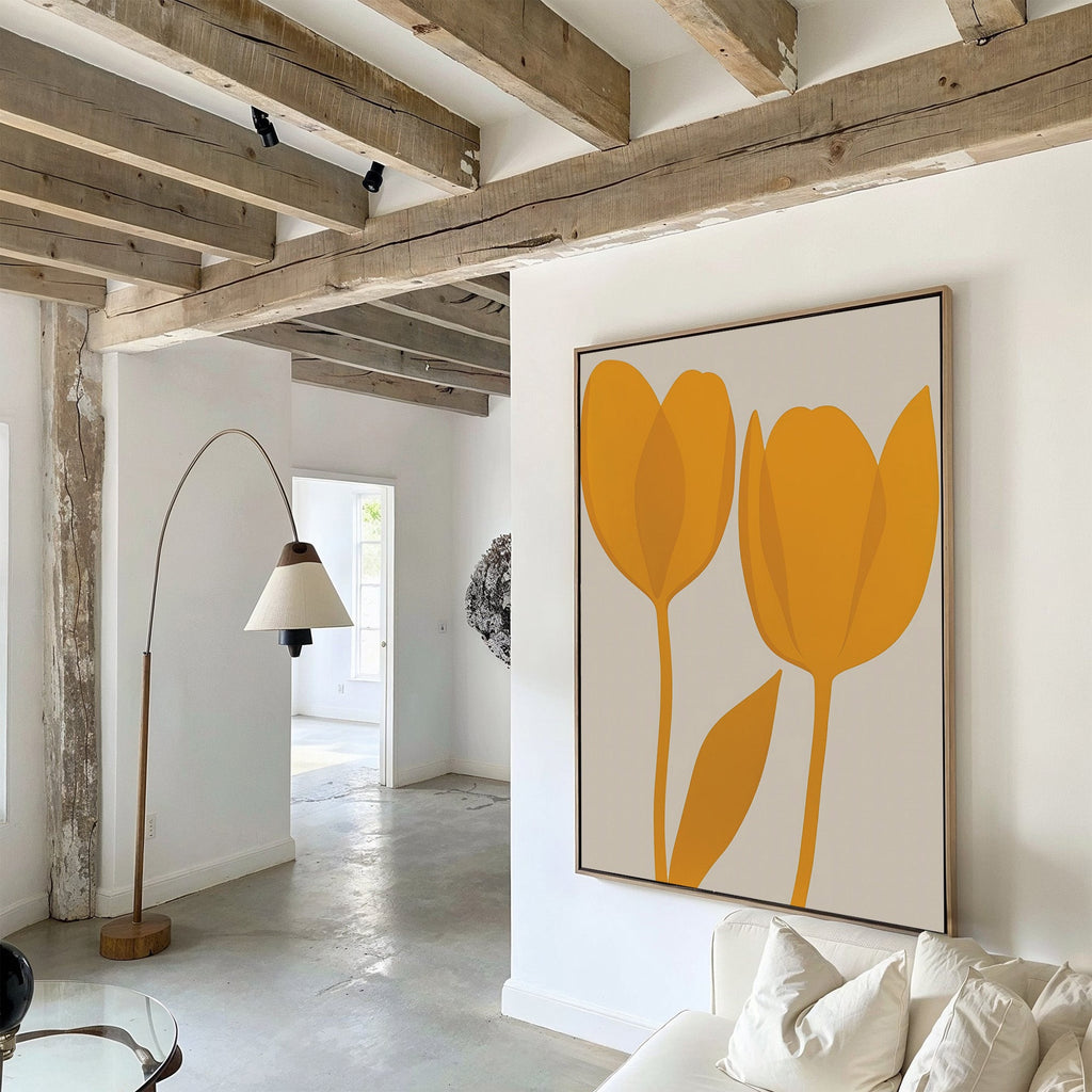 Sunlit Petals in Bloom – golden yellow botanical canvas wall art print by Aspire Prints