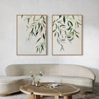 Whispering Fronds Diptych – Set of 2 Canvas Prints set of 2 – green botanical canvas wall art by Aspire Prints