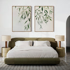 Whispering Fronds Diptych – Set of 2 Canvas Prints set of 2 – green botanical canvas wall art by Aspire Prints