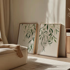 Whispering Fronds Diptych – Set of 2 Canvas Prints set of 2 – green botanical canvas wall art by Aspire Prints