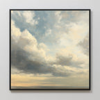 Whispered Skies Above – beige and white cloud canvas wall art print by Aspire Prints