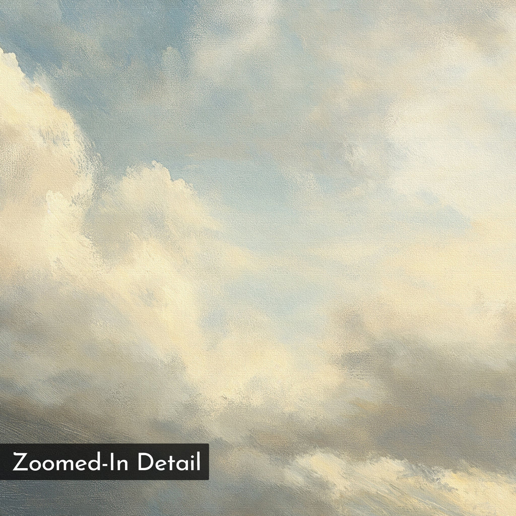 Whispered Skies Above – beige and white cloud canvas wall art print by Aspire Prints