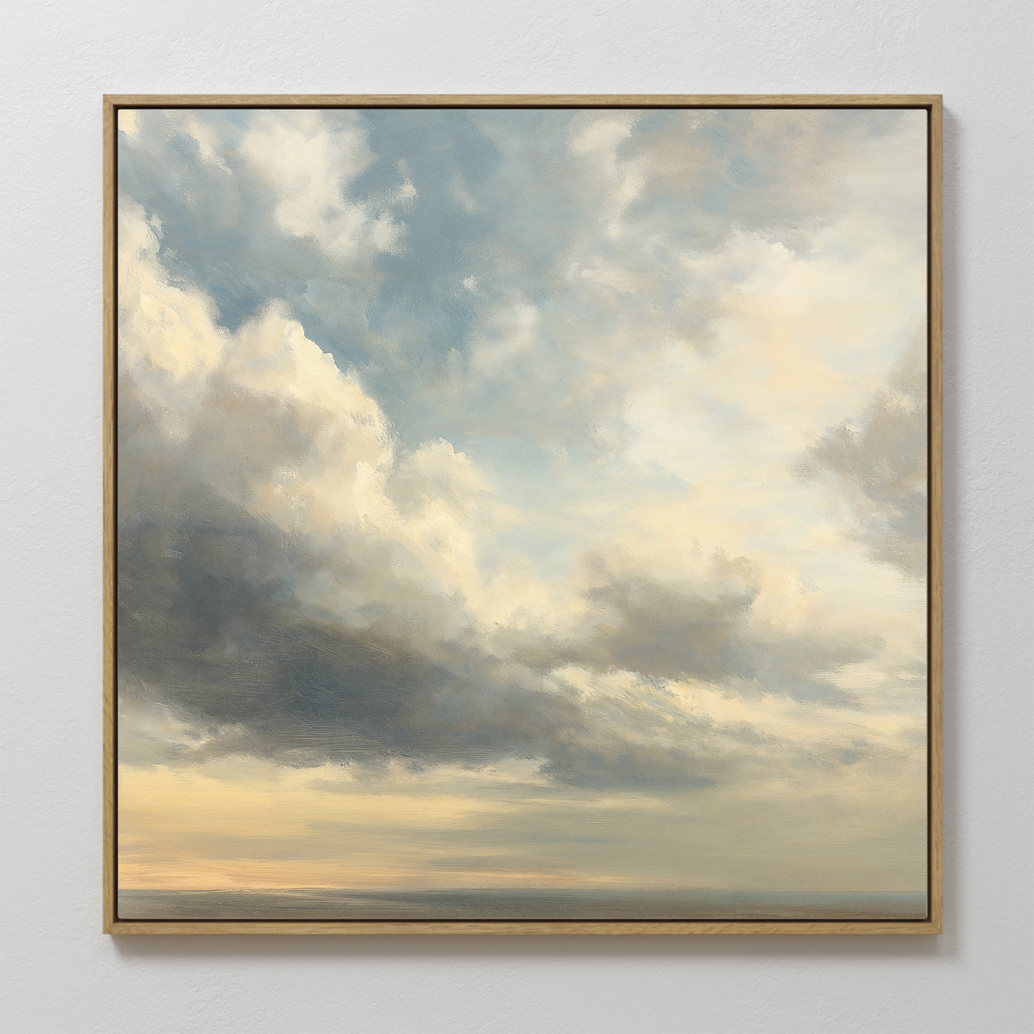 Whispered Skies Above – beige and white cloud canvas wall art print by Aspire Prints