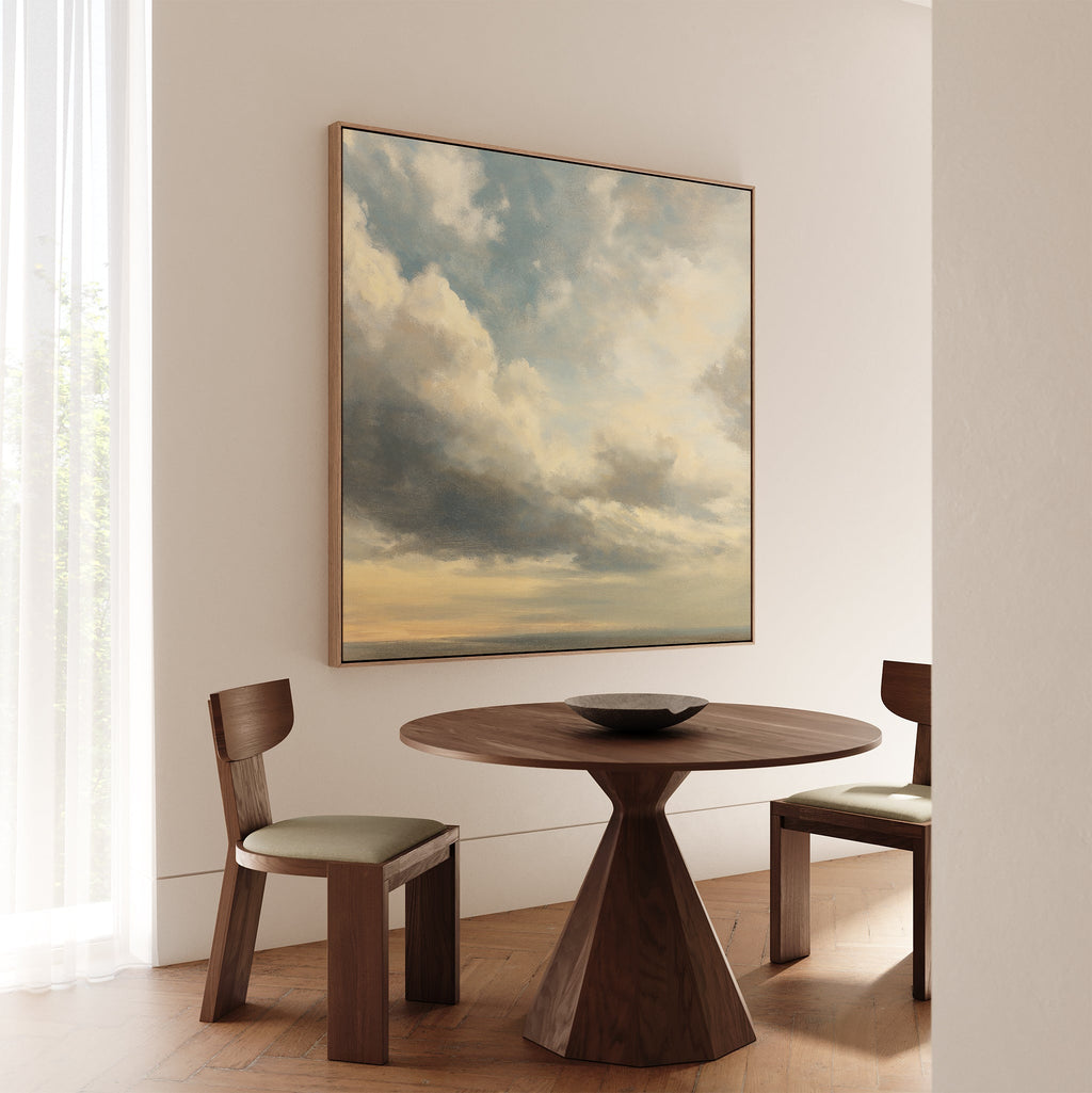 Whispered Skies Above – beige and white cloud canvas wall art print by Aspire Prints