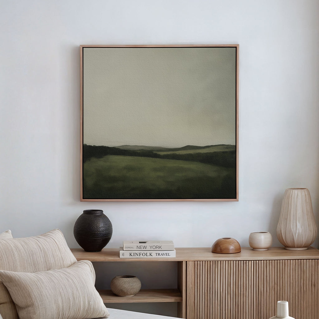 Whispering Ridges at Twilight Canvas Print – green landscape canvas wall art print by Aspire Prints