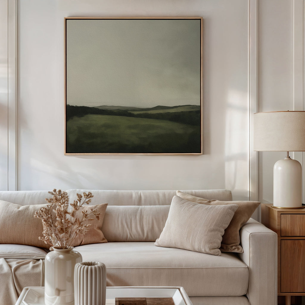 Whispering Ridges at Twilight Canvas Print – green landscape canvas wall art print by Aspire Prints