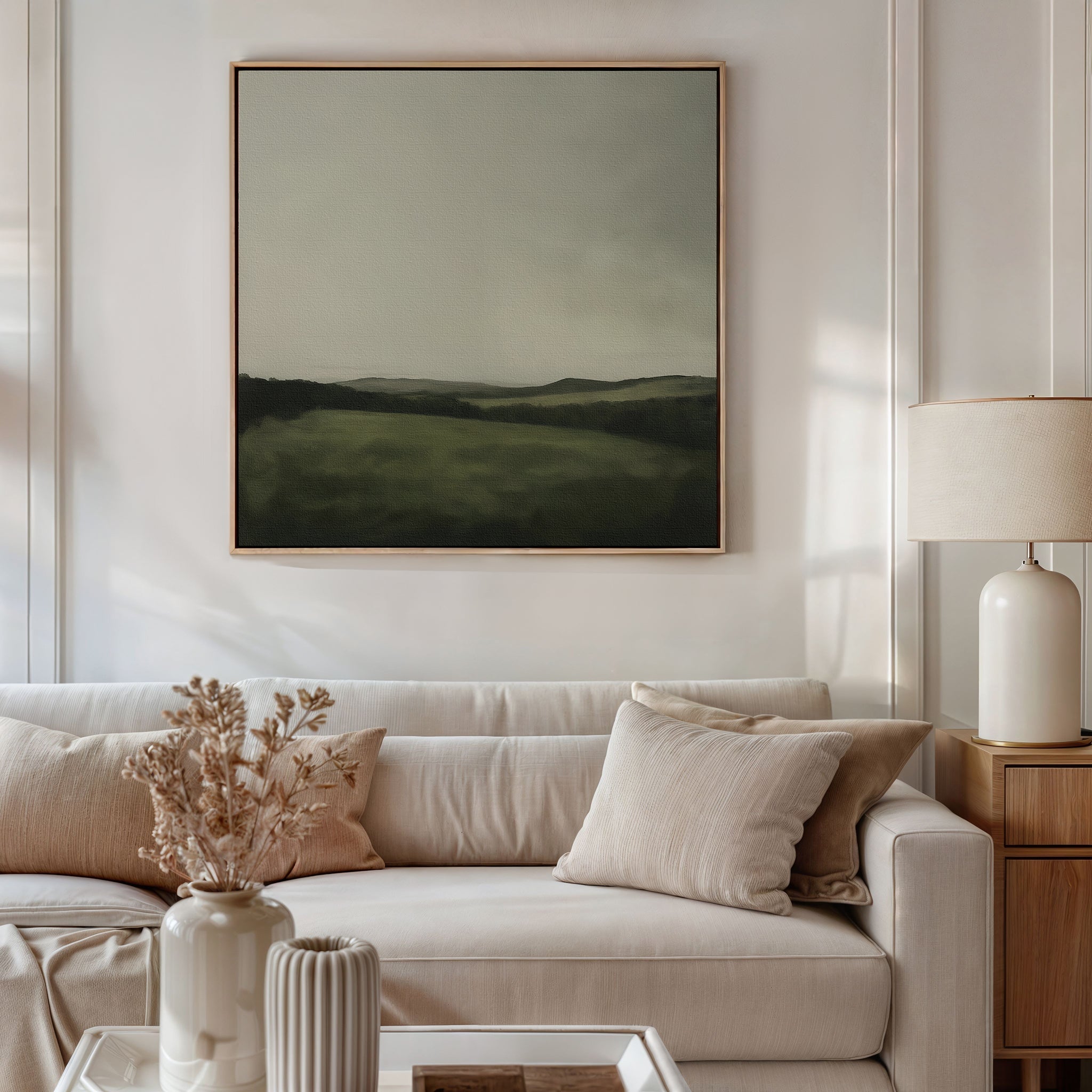 Whispering Ridges at Twilight Canvas Print – green landscape canvas wall art print by Aspire Prints