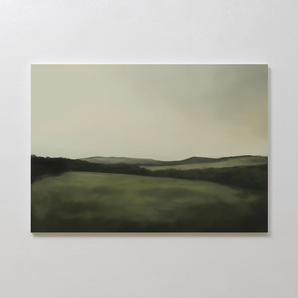 Whispering Hills at Twilight – green landscape canvas wall art print by Aspire Prints
