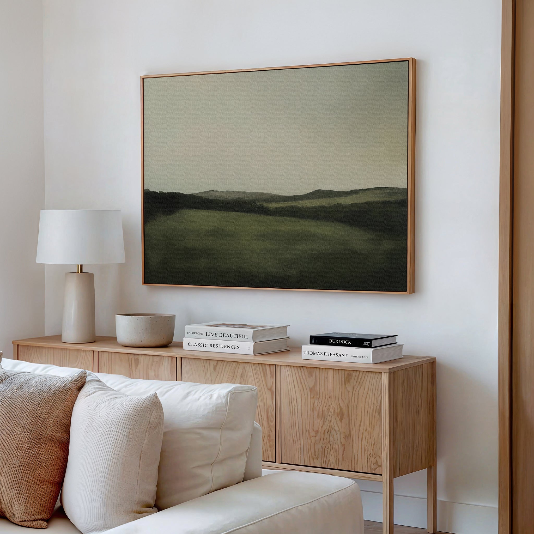 Whispering Hills at Twilight – green landscape canvas wall art print by Aspire Prints