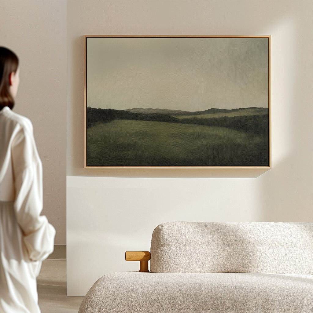 Whispering Hills at Twilight – green landscape canvas wall art print by Aspire Prints