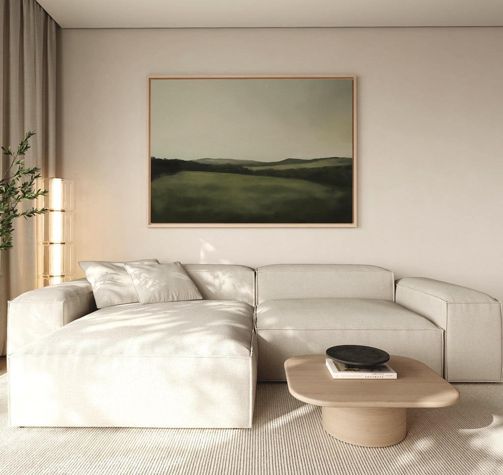 Whispering Hills at Twilight – green landscape canvas wall art print by Aspire Prints