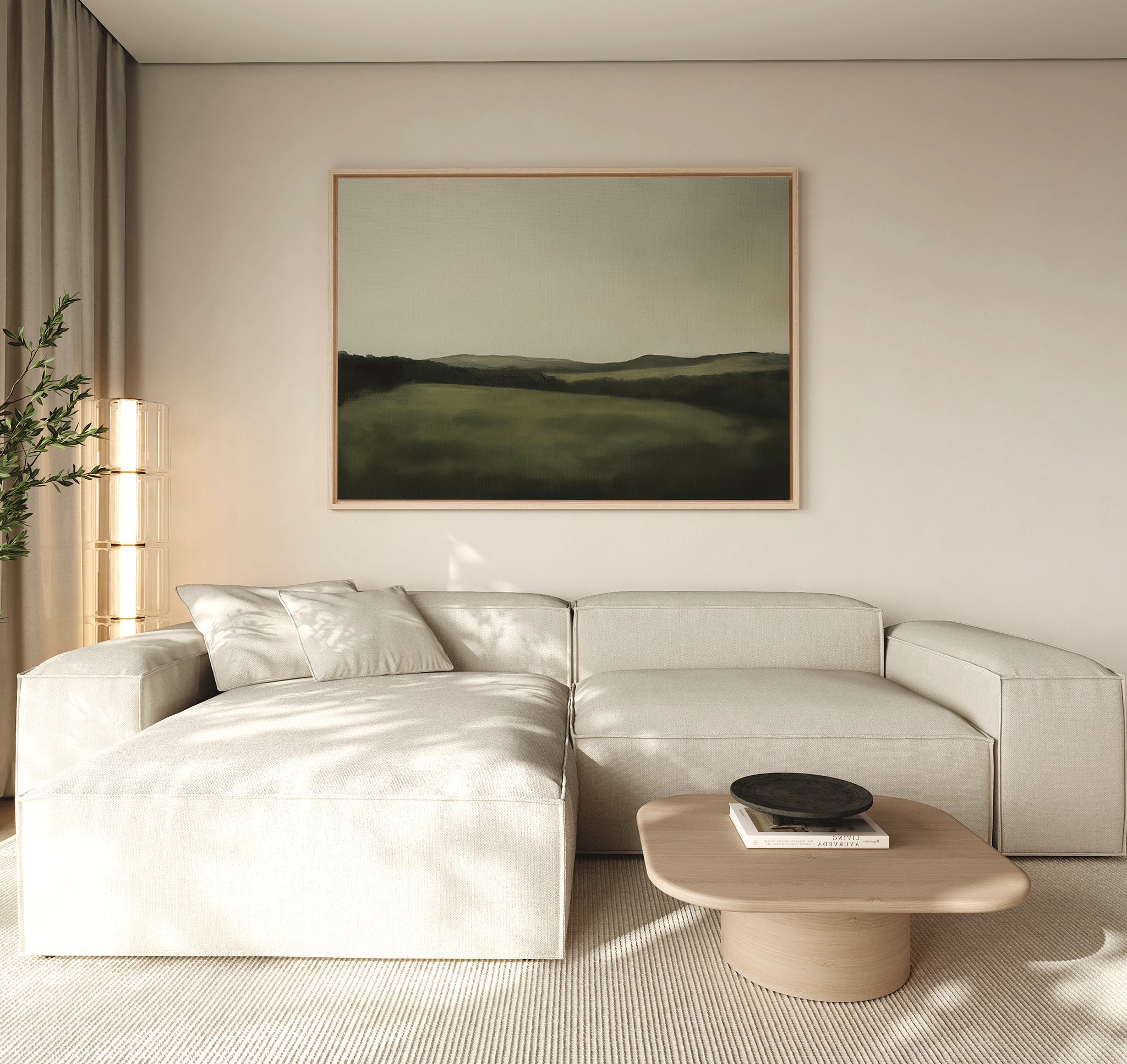 Whispering Hills at Twilight – green landscape canvas wall art print by Aspire Prints