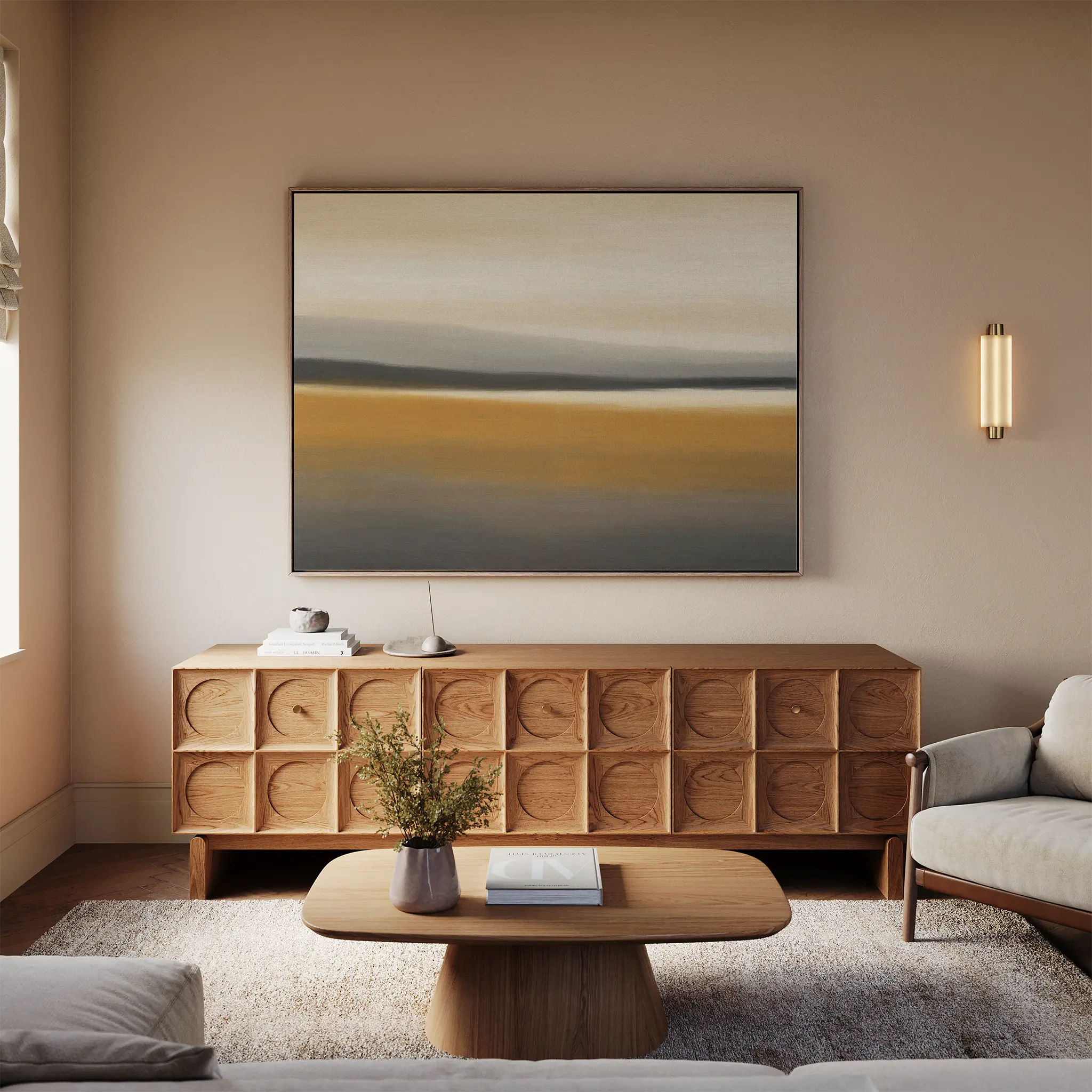 Whispers of the Ochre Plains – golden yellow desert canvas wall art print by Aspire Prints