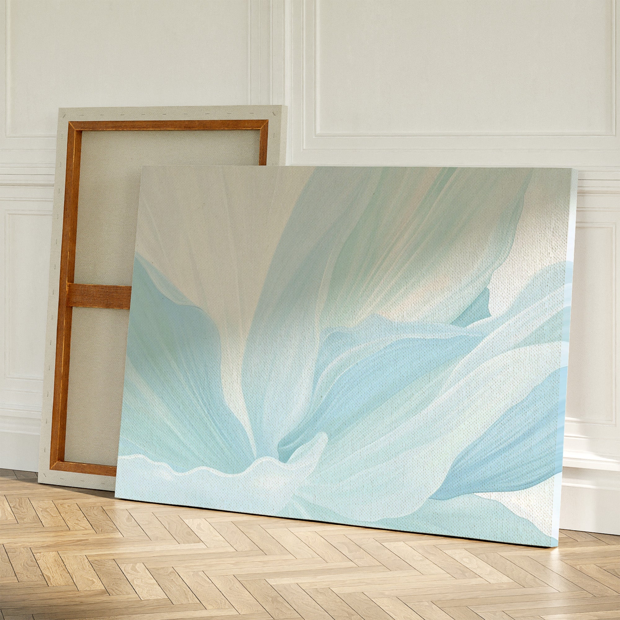 Whispers of Frost – blue botanical canvas wall art print by Aspire Prints
