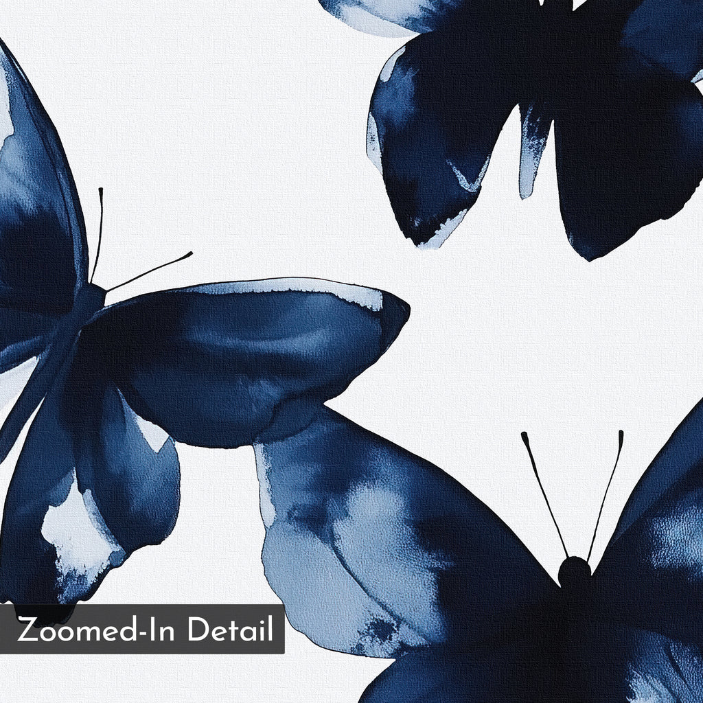 Midnight Wings in Bloom – blue botanical canvas wall art print by Aspire Prints