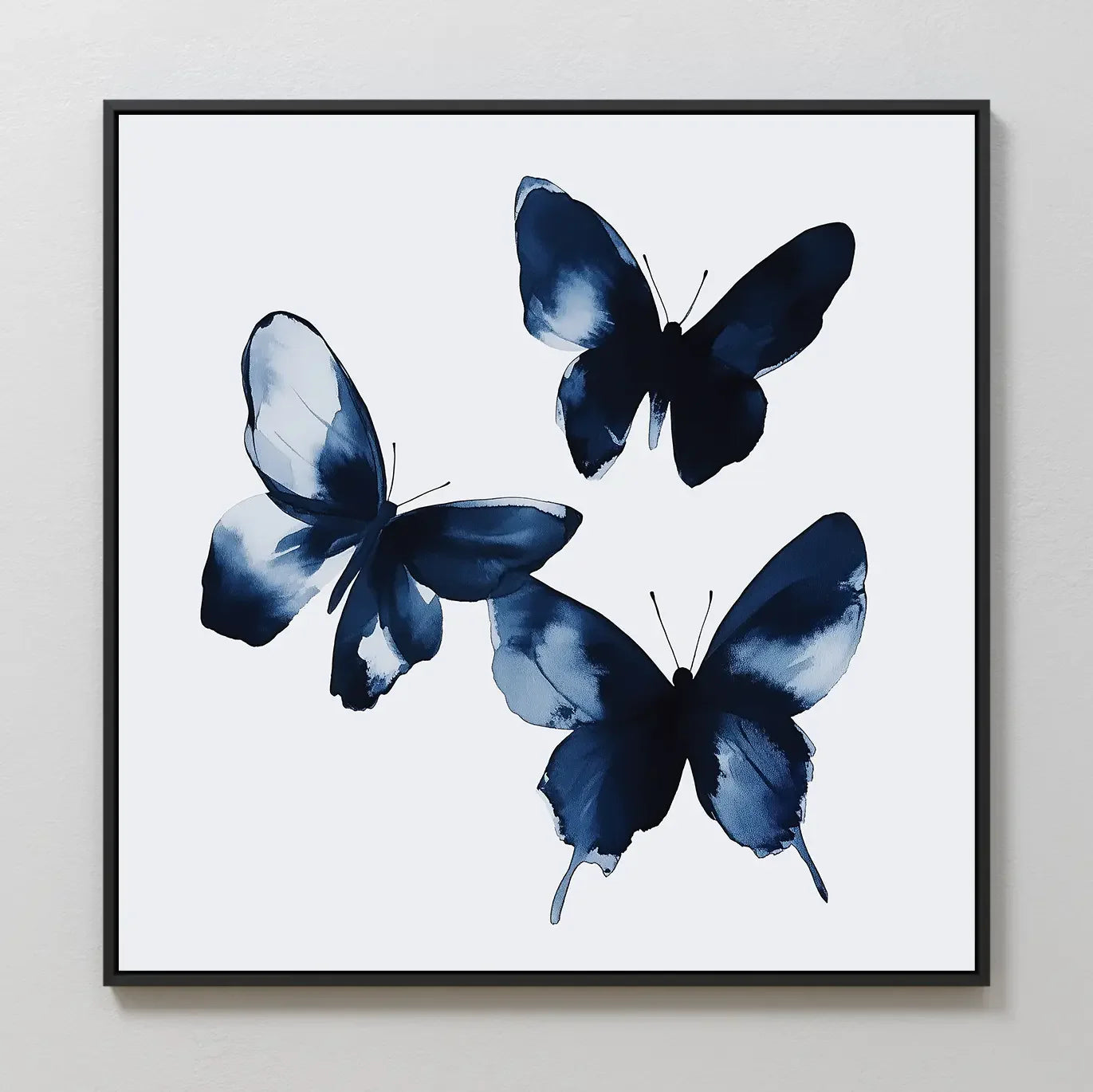 Midnight Wings in Bloom – blue botanical canvas wall art print by Aspire Prints