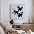 Midnight Wings in Bloom – blue botanical canvas wall art print by Aspire Prints