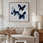 Midnight Wings in Bloom – blue botanical canvas wall art print by Aspire Prints