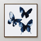 Midnight Wings in Bloom – blue botanical canvas wall art print by Aspire Prints