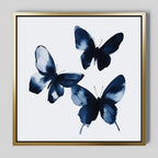 Midnight Wings in Bloom – blue botanical canvas wall art print by Aspire Prints