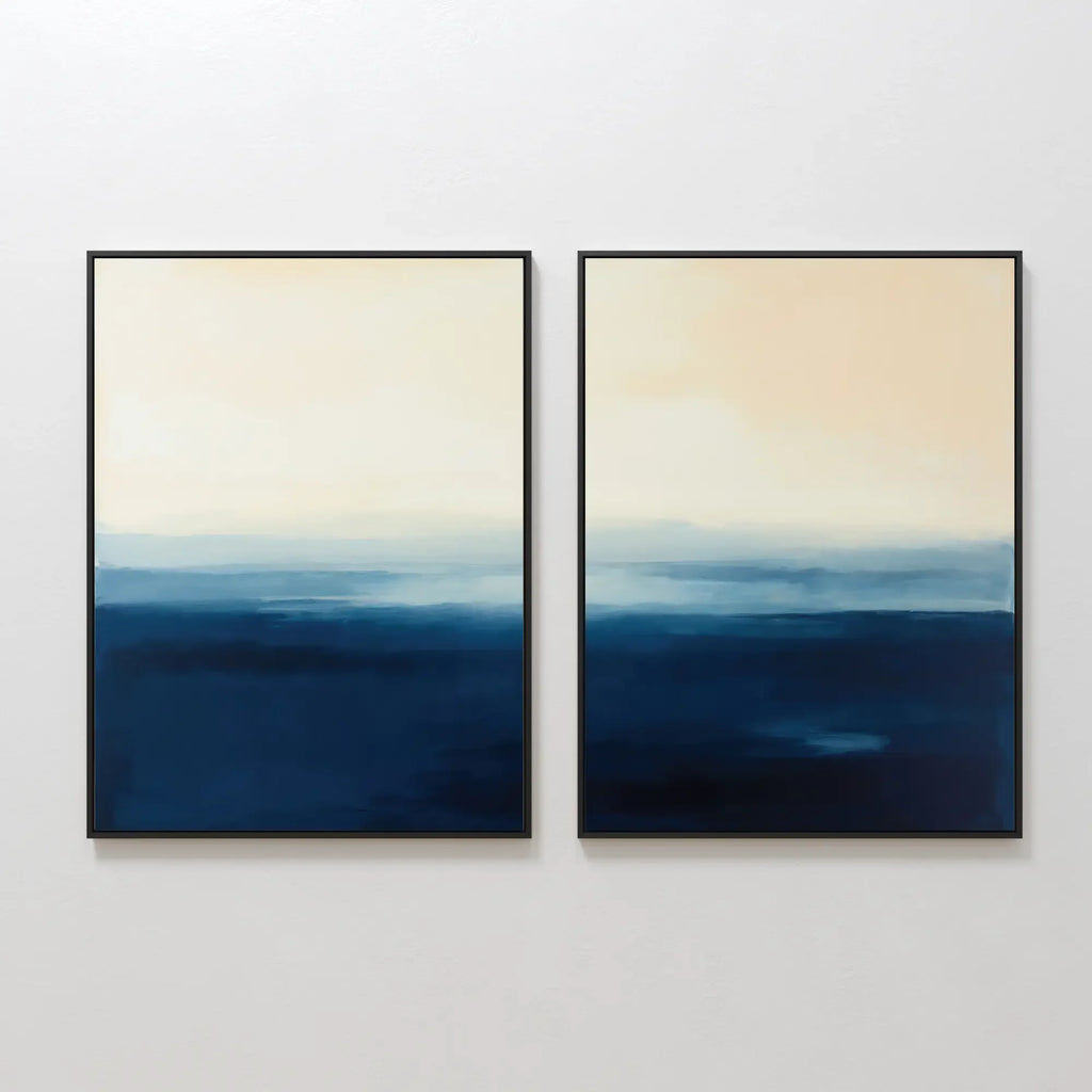 Tides of Indigo – Set of 2 Canvas Prints set of 2 – blue coastal canvas wall art by Aspire Prints