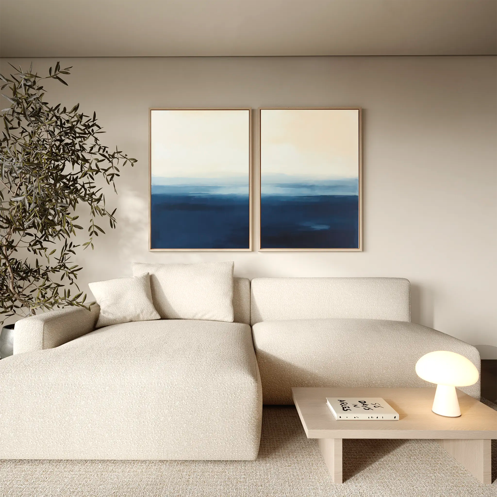 Tides of Indigo – Set of 2 Canvas Prints set of 2 – blue coastal canvas wall art by Aspire Prints