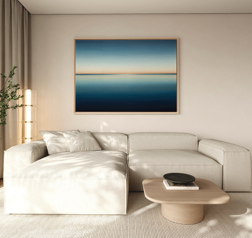 Where the Sea Meets Sky – blue coastal canvas wall art print by Aspire Prints
