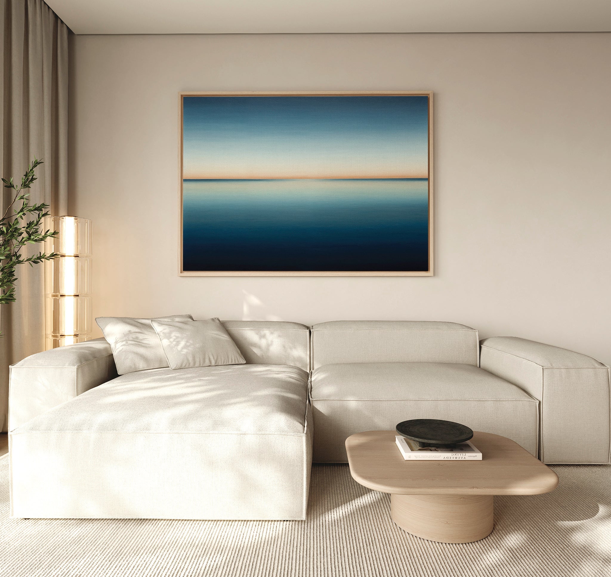 Where the Sea Meets Sky – blue coastal canvas wall art print by Aspire Prints