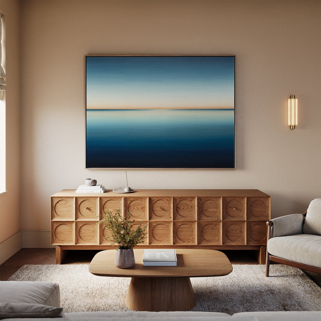 Where the Sea Meets Sky – blue coastal canvas wall art print by Aspire Prints