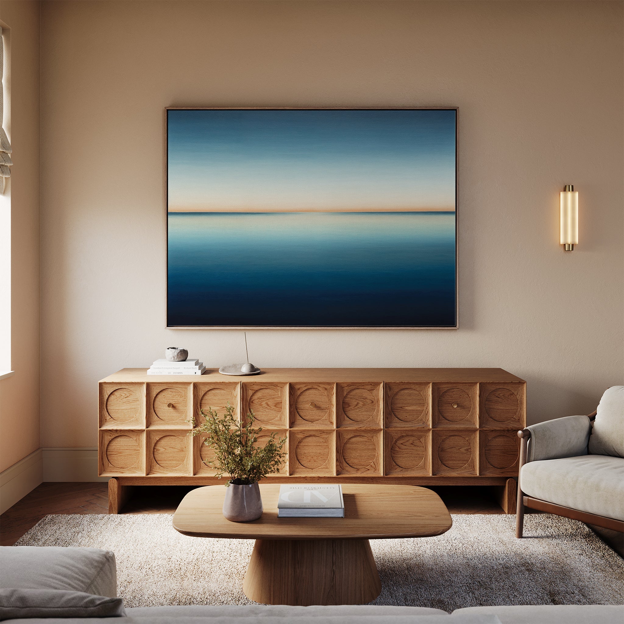 Where the Sea Meets Sky – blue coastal canvas wall art print by Aspire Prints