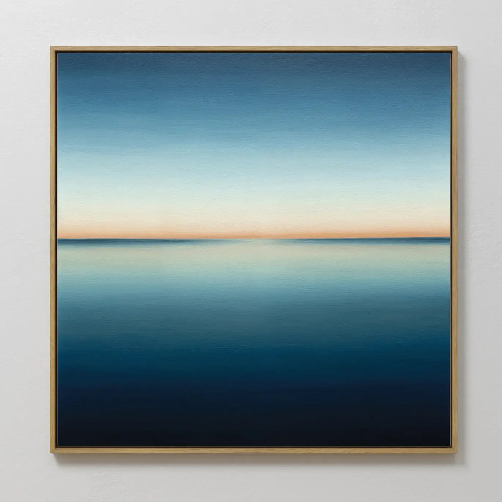 Indigo Horizon Whisper – blue coastal canvas wall art print by Aspire Prints