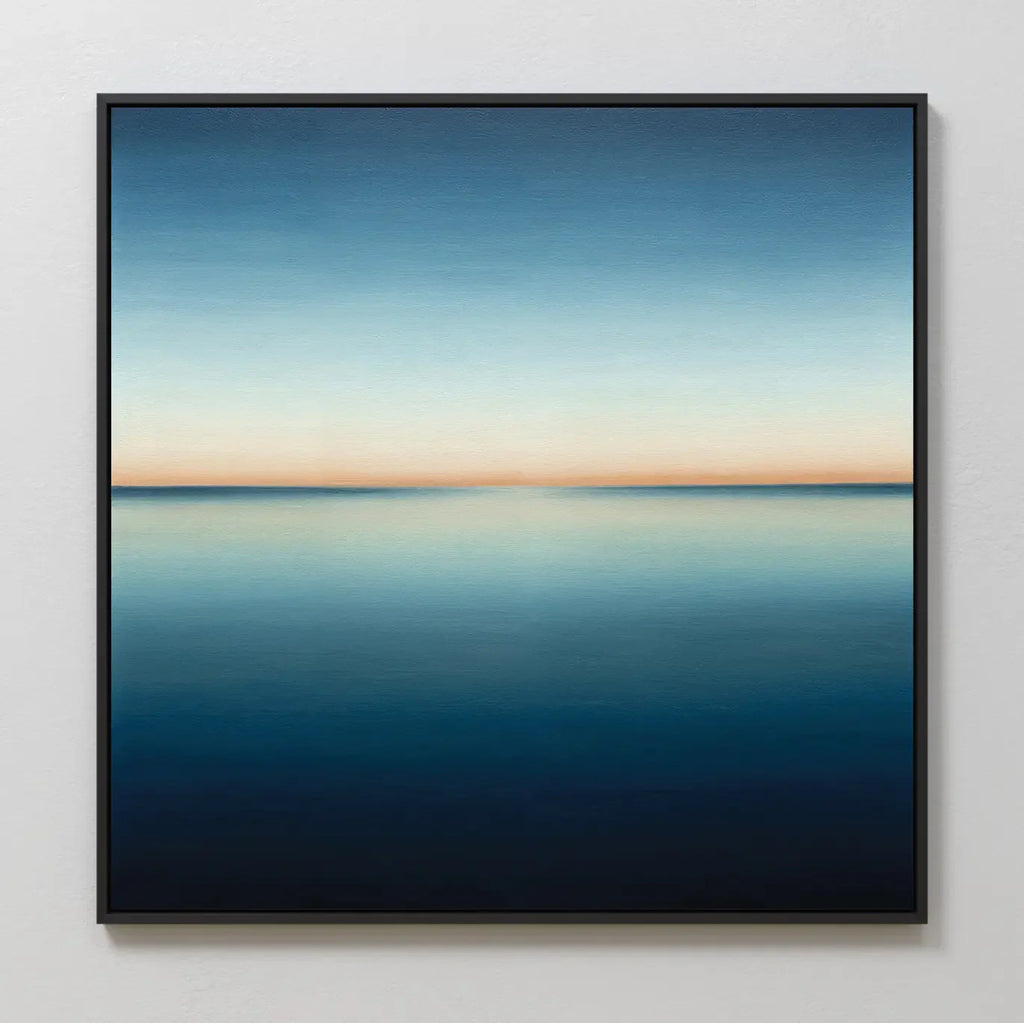 Indigo Horizon Whisper – blue coastal canvas wall art print by Aspire Prints