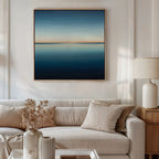 Indigo Horizon Whisper – blue coastal canvas wall art print by Aspire Prints