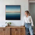 Indigo Horizon Whisper – blue coastal canvas wall art print by Aspire Prints