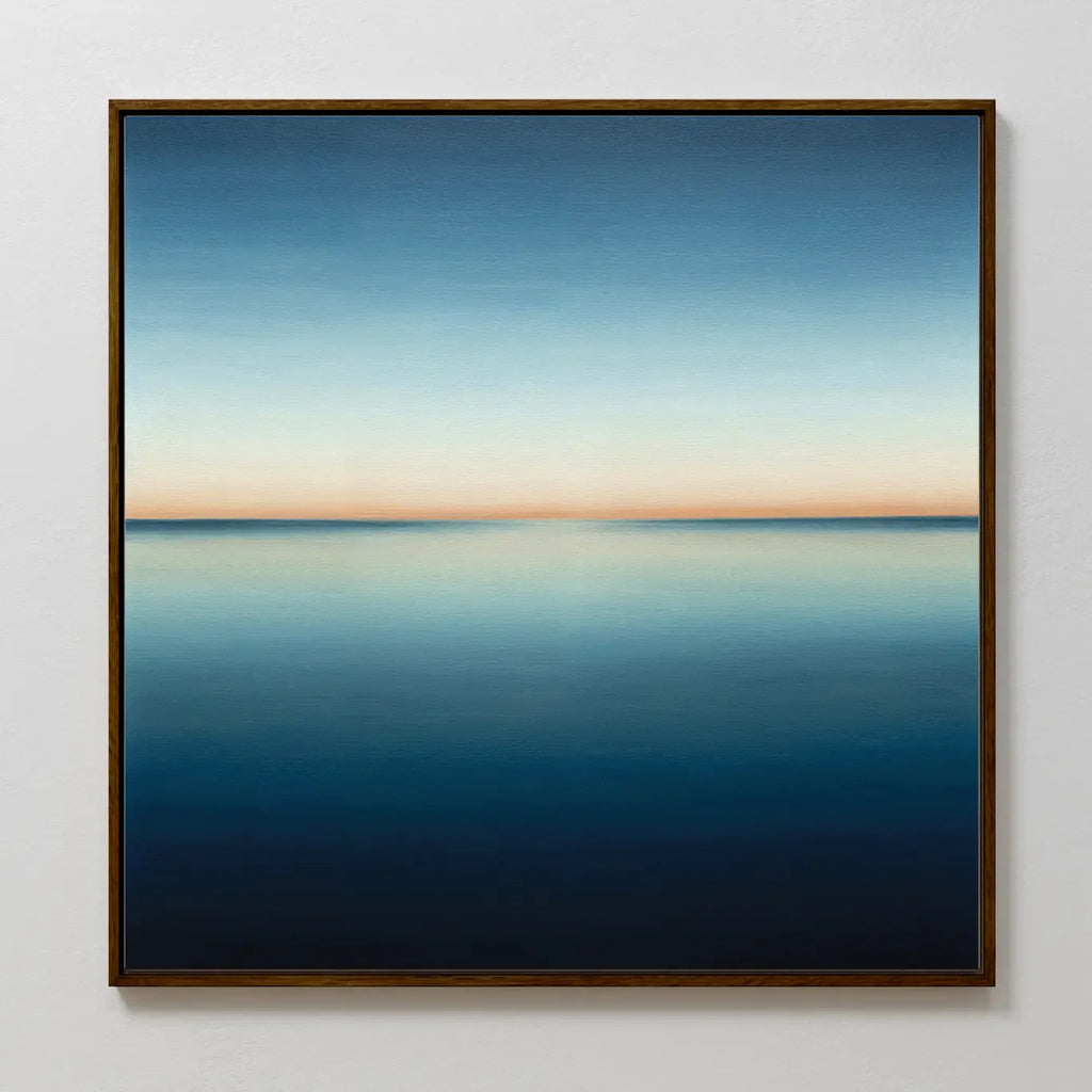 Indigo Horizon Whisper – blue coastal canvas wall art print by Aspire Prints