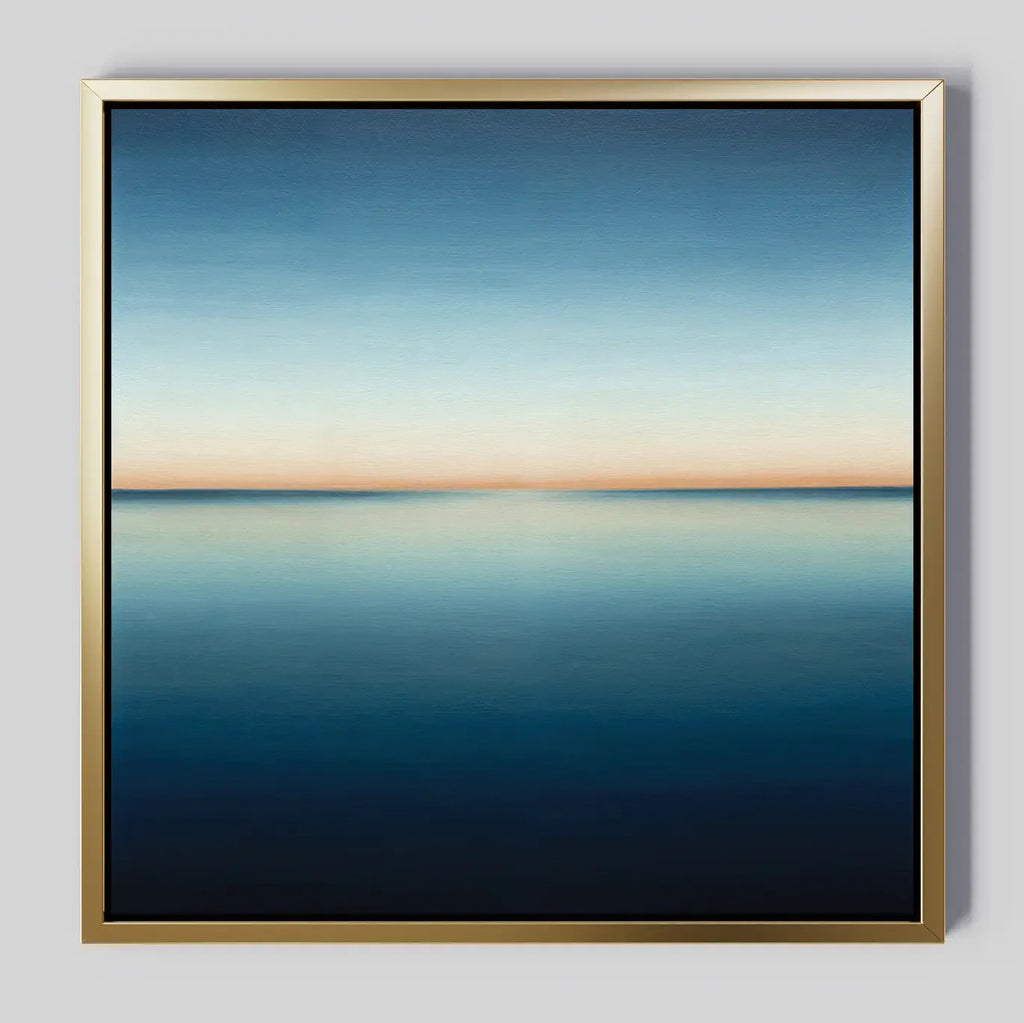 Indigo Horizon Whisper – blue coastal canvas wall art print by Aspire Prints