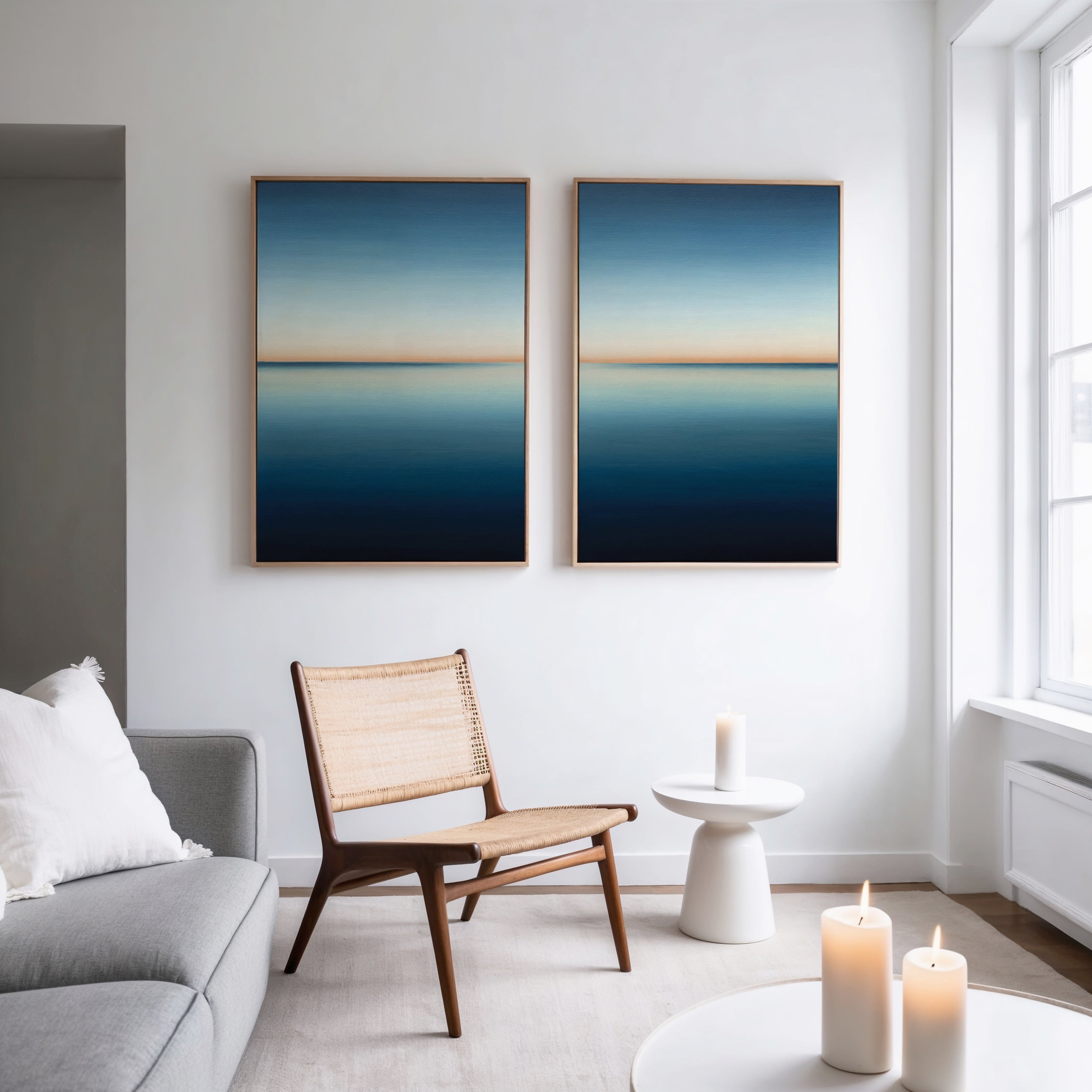 Whispers of the Tide – Set of 2 Canvas Prints set of 2 – neutral-toned coastal canvas wall art by Aspire Prints