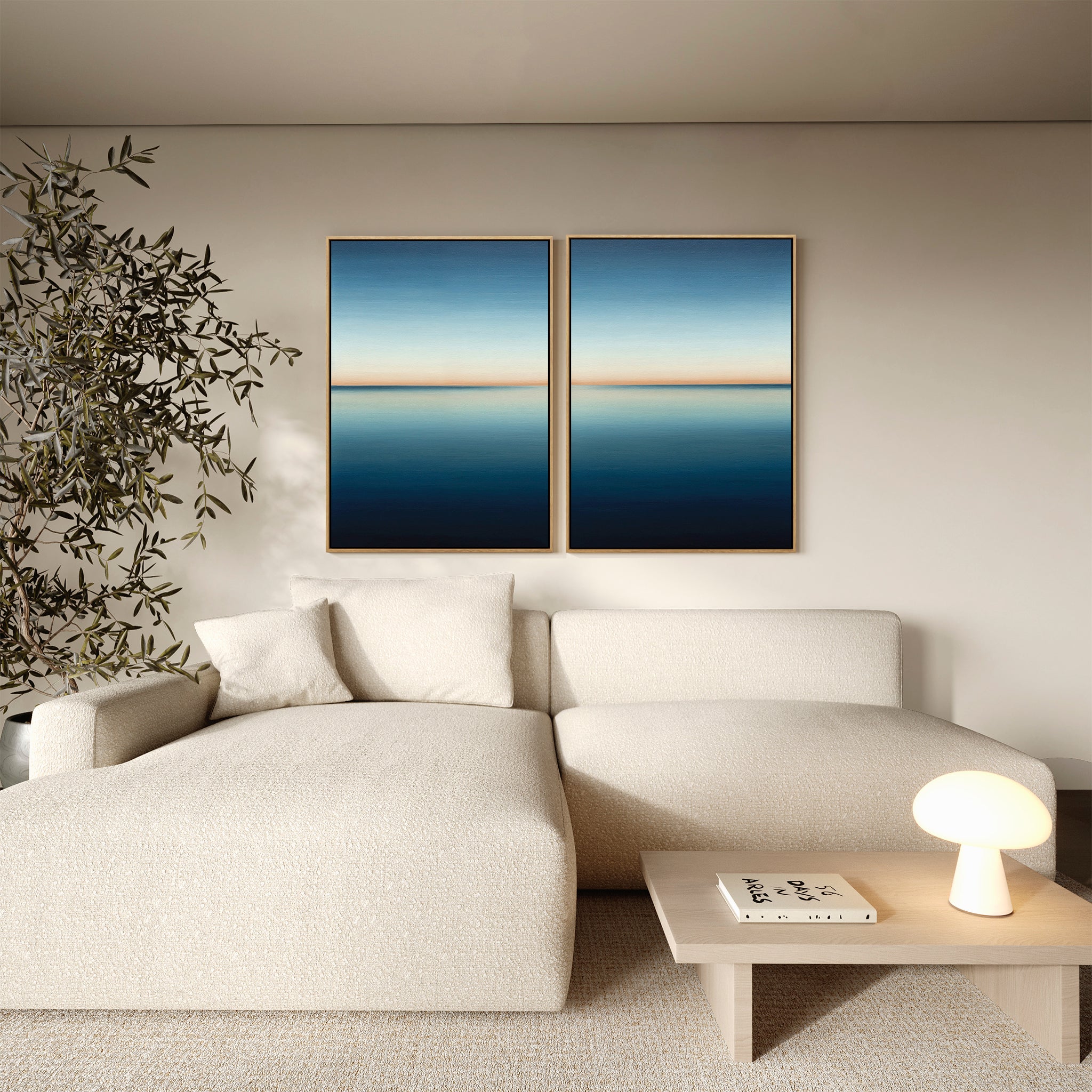 Whispers of the Tide – Set of 2 Canvas Prints set of 2 – neutral-toned coastal canvas wall art by Aspire Prints