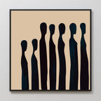 Midnight Silhouettes in Sand – blue abstract canvas wall art print by Aspire Prints