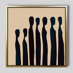 Midnight Silhouettes in Sand – blue abstract canvas wall art print by Aspire Prints