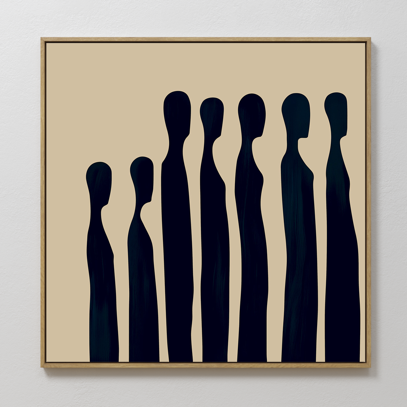 Midnight Silhouettes in Sand – blue abstract canvas wall art print by Aspire Prints