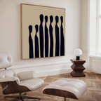Midnight Silhouettes in Sand – blue abstract canvas wall art print by Aspire Prints