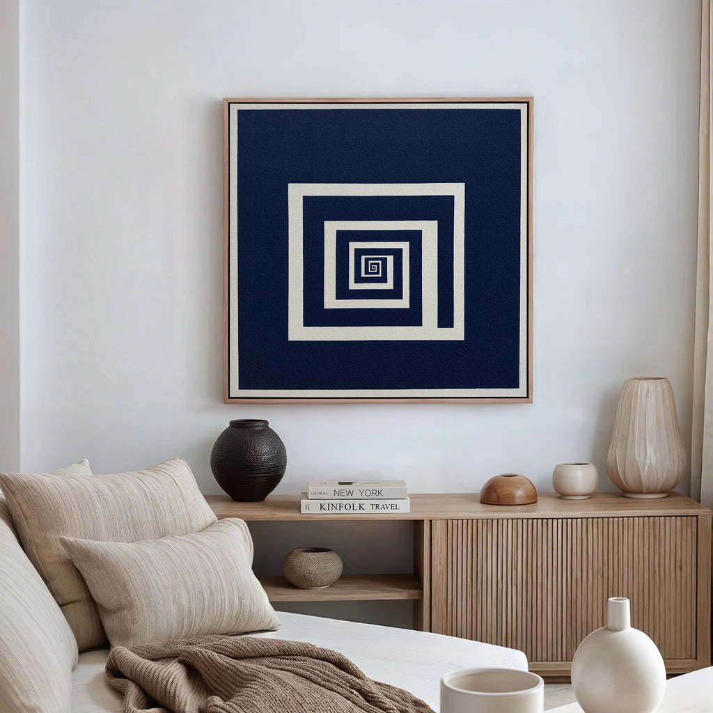 Spiral Into Indigo – blue abstract canvas wall art print by Aspire Prints